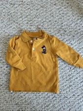 Janie And Jack X Disney Mickey Yellow Collared Shirt Embroidered 6-12 Month