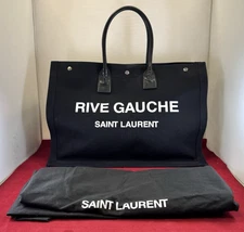 Saint Laurent Noe Rive Gauche 499290 Cotton Canvas Leather Straps Tote Bag