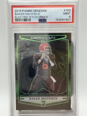 2018 Panini Obsidian - Baker Mayfield #103 Electric Etch Green /25 (RC) PSA 9