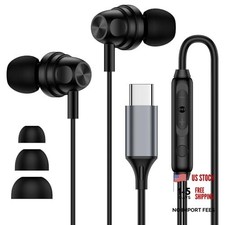 USB C Samsung Headphones Wired Earbuds for Samsung Galaxy A16 A36 5G A56 Black