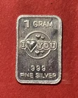 Solid Silver “I Love You” & Hearts 1 Gram Bar! .999 Pure Fine Silver!
