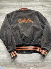 Corduroy Black And Orange 1960s Jacket Button Up Chainstitch West Wind Size Med