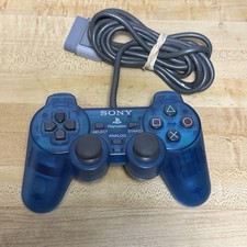Sony PlayStation 1 PS1 OEM Clear Blue DualShock Analog Controller SCPH-1200