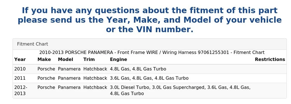 2010-2013 PORSCHE PANAMERA - Marco delantero cableado / arnés de cableado 97061255301 Foto 4 de 4