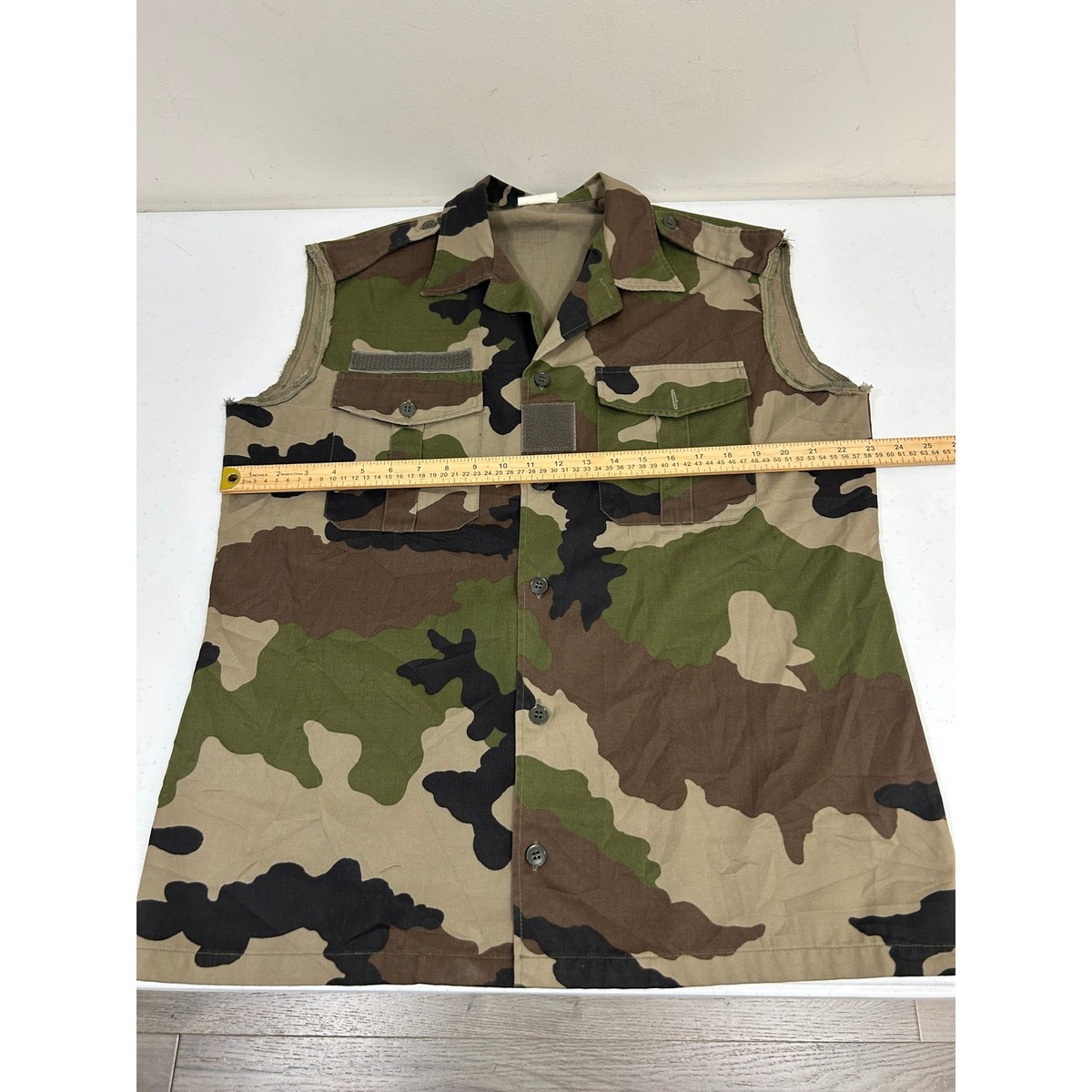 Vintage 1998 Sovico French Military CCE Camo Tactical Cut Off Vest Shirt 41-42 View 5