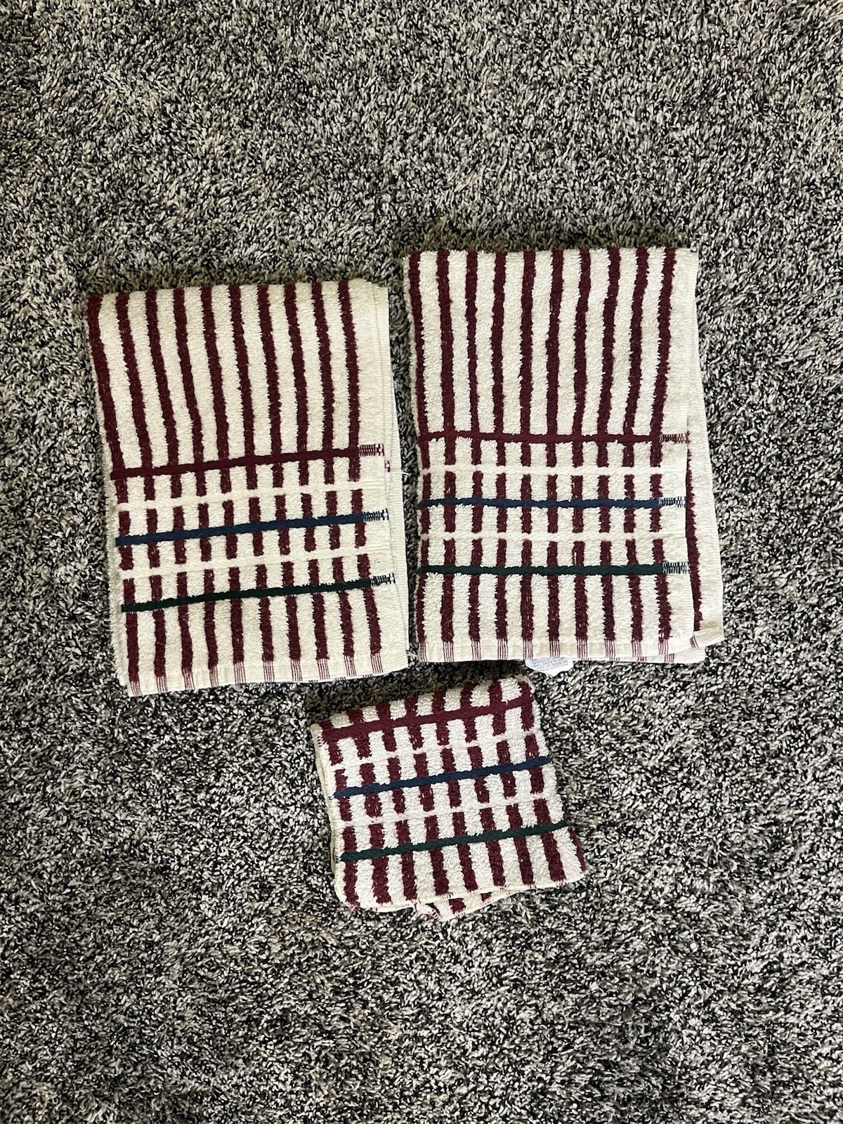 Martex Cotton Terrycloth Hand Towel Set with Washcloth in Red White Stripes