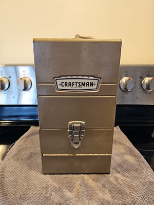 #ad vintage craftsman electric drill in case steel box with books etc $40.70