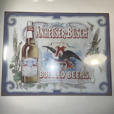 Budweiser Bottled Beer Man Cave Tin Metal Sign 12 x16  Vintage Look Brand New