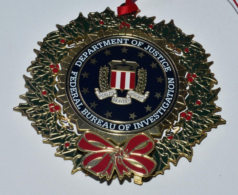 2011 FBI Collectible Christmas Ornament Employee Gift - Gold Plated