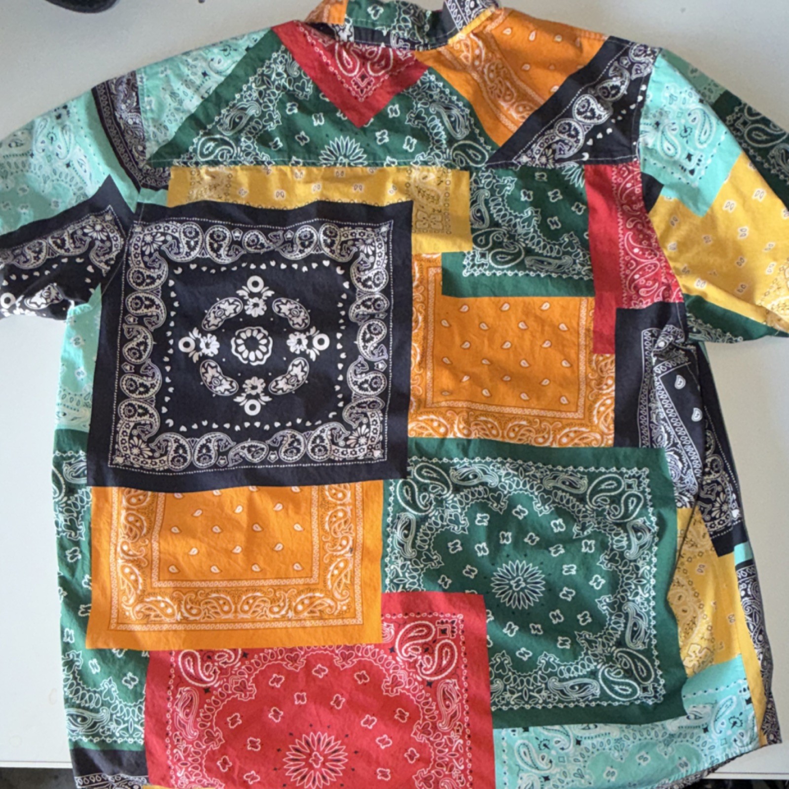 Multicolor Paisley Patchwork Cotton Button-Up Shi… - image 2