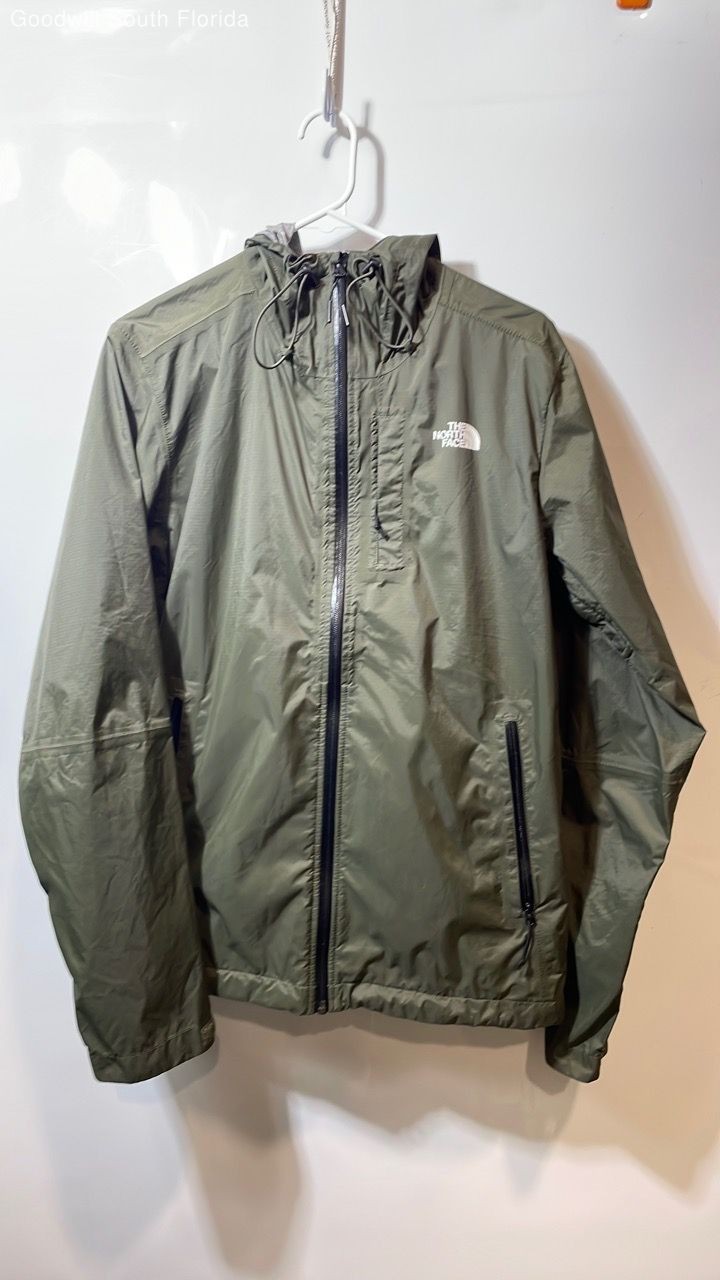 The North Face Mens Green Long Sleeve Hooded Full-Zip Windbreaker Jacket Size S