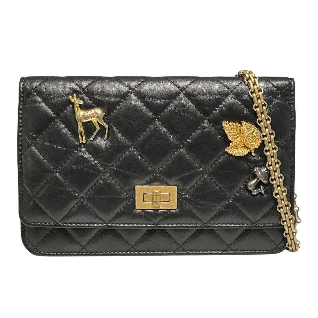 Used CHANEL 2.55 Icon Charm Chain Wallet A80834 Matelasse Bag Vintage Calf Galle
