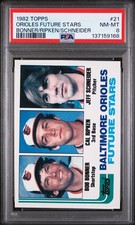 1982 TOPPS BONNER/RIPKEN/SCHNEIDER #21 ORIOLES FUTURE STARS ROOKIE RC PSA 8