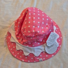 Mud Pie girls 6 - 18 months pink  white sunhat UPF 50 NWT hat only