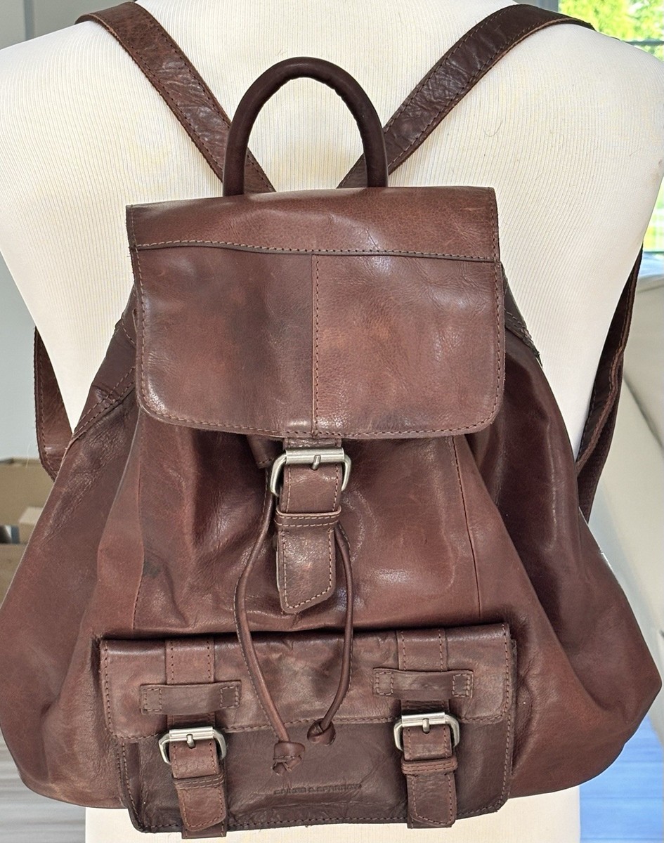 Spikes & Sparrow Genuine Leather Backpack Brown Distressed 