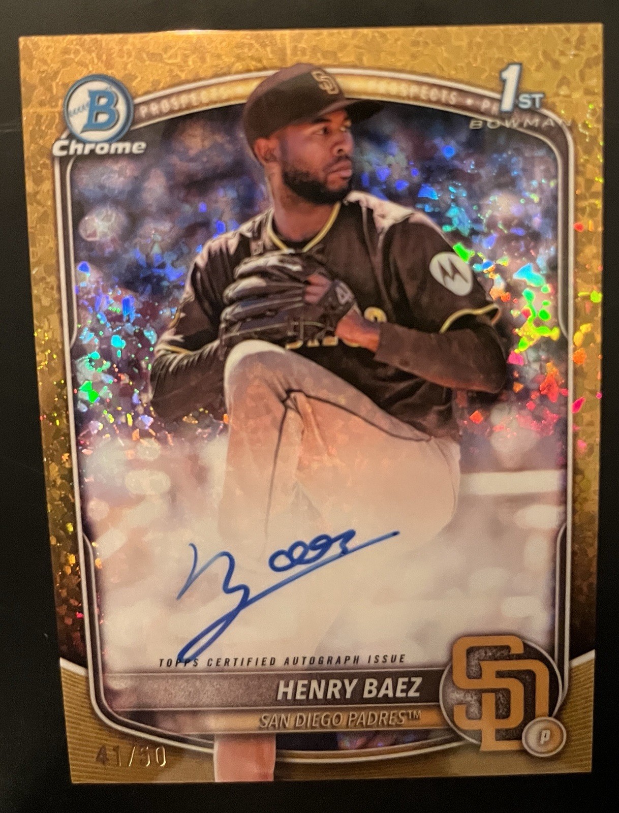 2025 Bowman Chrome Henry Baez Bowman 1st Gold Mini Diamond Auto /50 #CPA-HBA