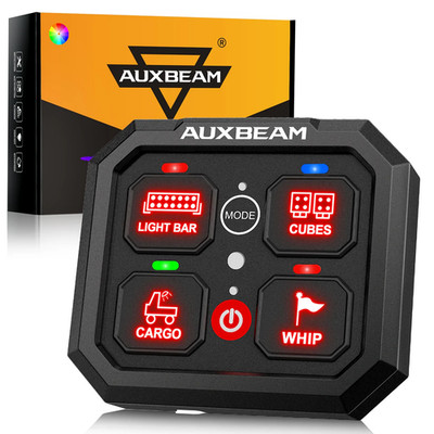 AUXBEAM RGB SERIES 4 GANG (RA40) SWITCH PANEL, TOGGLE/ MOMENTARY/ PULSED MODE
