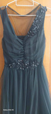 Damen Abendkleid schwarz Tüll ärmellos V-Au...