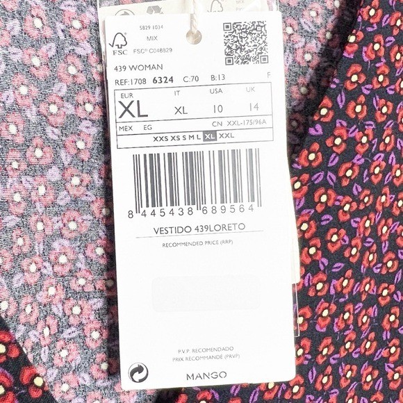 NWT MNG Mango Floral Print V Neck Button Front Mini Dress Long Sleeve Size 10 thumbnail 13