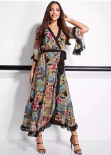 Size 10 - Julien Macdonald Baroque Print Chiffon Wrap Dress (RRP - £79)