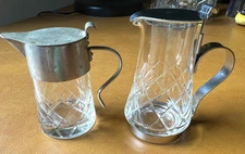2 Vintage Cut Glass Syrup PItchers; 4" & 3 1/4" (S)