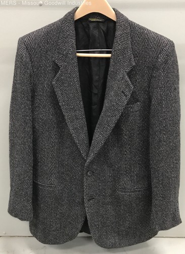 Nino Cerruti Famous Barr Gray Herringbone Wool Sports Coat Blazer Jacket USA
