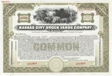 Kansas City Stock Yards Company. Stock Certificate.