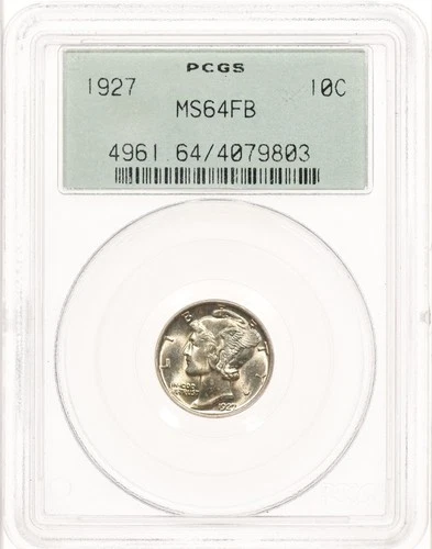 1927 10C PCGS MS64 FB Mercury Silver Dime OGH