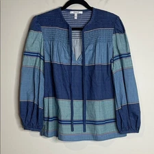 Derek Lam 10 Crosby Women’s Austin Printed Blouse in Pale Blue Size 6