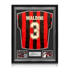 Paolo Maldini Signed Original AC Milan 1993-94 Football Shirt. Superior Frame