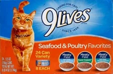 9Lives Seafood and Poultry Favorites Variety Pack Wet Cat Food, 24 5.5-Ounce Can