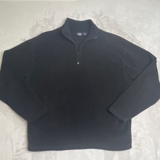 Dockers Men's Black Fleece Pullover 1/4 Zip Mock Neck Long Sleeve L 