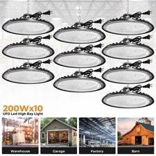10Pack UFO Led High Bay Light 200W Commercial Industrial Factory Warehouse Light
