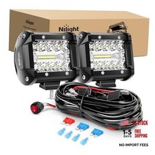 LED Light Bar 2PCS 60W 4 Inch Flood Spot Combo White 2PCS with Wiring Harness