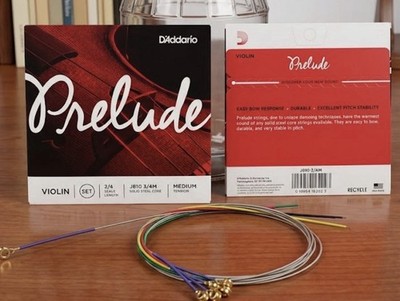 D'Addario J810 3/4M Prelude Violin Strings set; 3/4 scale - medium tension