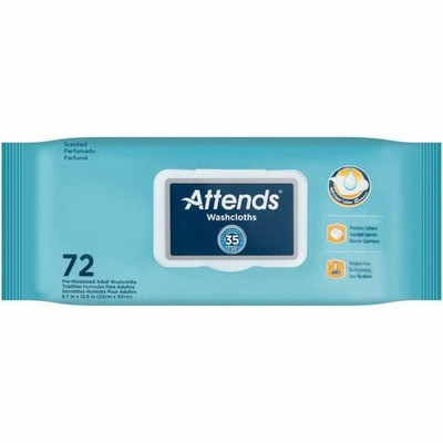 Attends Washcloth Large 8'' x 12-1/2'' #WCCP1000 '' 4 Packs of 72''