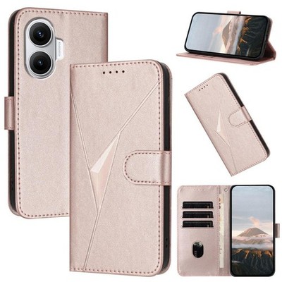 Roségold Ledertasche mit dreieckiger Schnalle für Redmi Turbo 4 Pro / Poco F
