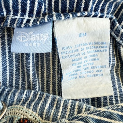 Vintage Y2K Disney Baby Winnie the Pooh Tigger Nautical Striped Shortalls 18 Mos - Picture 13 of 14