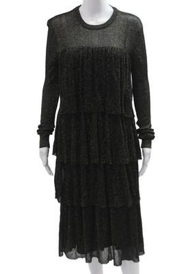 Scotch And Soda Women Sweater Dress Black Long Sleeve Crew Neck Size M