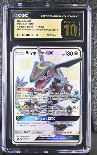 CGC 10 PRISTINE Rayquaza GX 177a/168 Hidden Fates Pokémon Celestial Storm psa