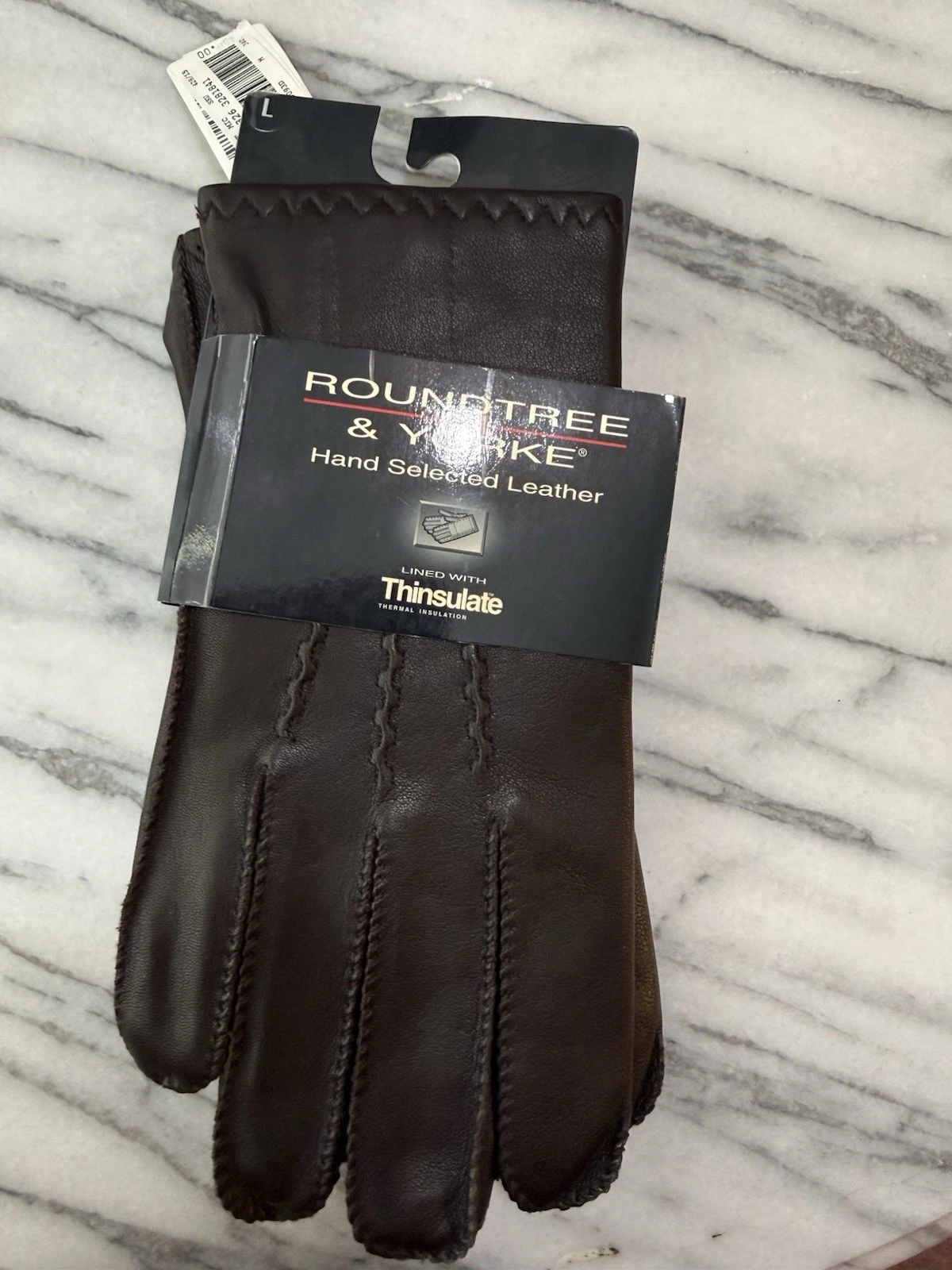 Rountree & Yorke Leather Winter Gloves with Thinsulate™ Lining Large