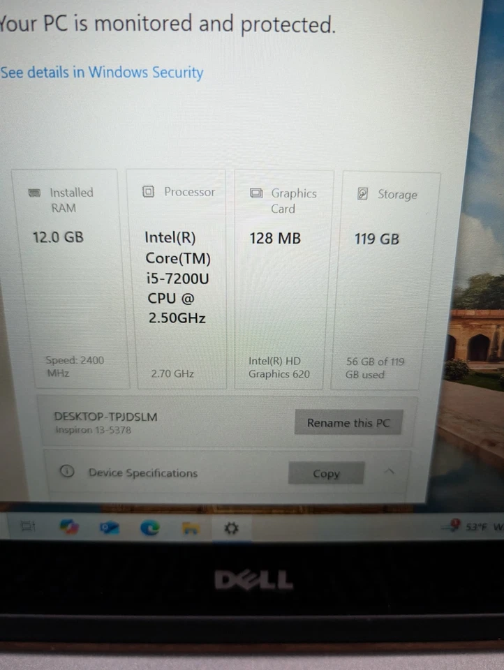 戴尔 INSPIRON 13-5378 触摸屏 i5 12GB | 120 固态硬盘 Win 10 Pro 无电池 — 第 3/4 张图片