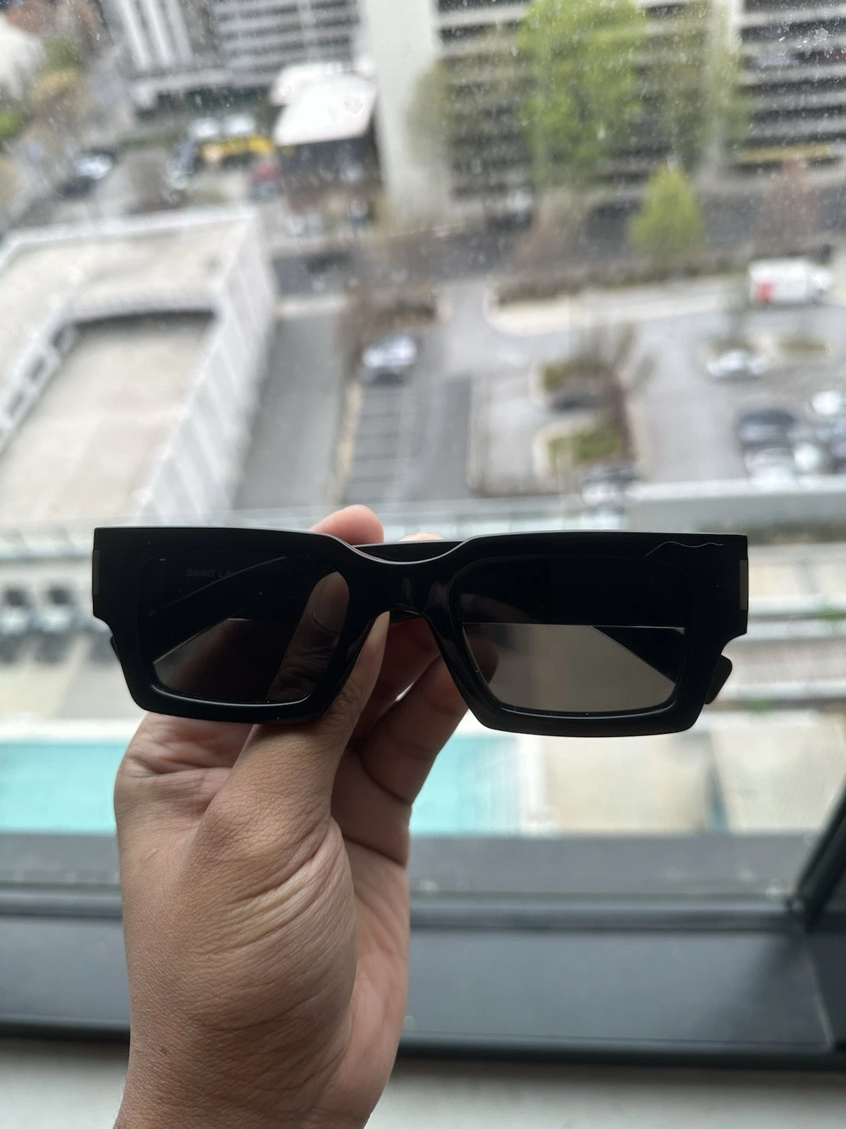 Saint Laurent — Saint Laurent Men's Rectangle Acetate Sunglasses with Logo Sl 572