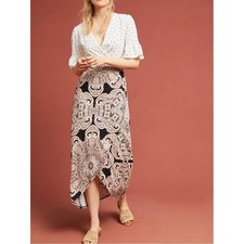 Anthropologie Maeve Corvo Wrap Skirt Paisley Pull On Stretch Size XS