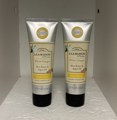 2 A La Maison White Ginger Moisturizing Shea Butter & Argan 1.7oz Hand Cream NEW
