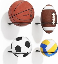 Ball Holder Wall Mount Set  Sports Racks for Basketball, 4 pack, Black