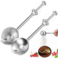 2Pcs Flour Sifter for Baking, Powdered Sugar Shaker Duster for Sourdough 