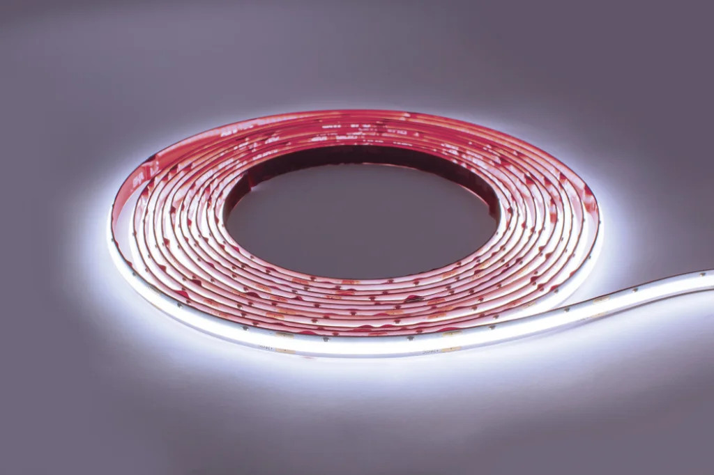 LED Tape COB High Uniformity 24v 8mm 5m Reel 6500K IP65 10w/M 1152lm/M Max