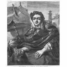 The Grape Seller by T Phillip - Antique Print 1861