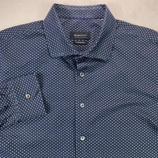 Bugatchi Shirt Mens 2XL Blue 8 Way Stretch Lo...